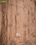 Choclate Brown Scallop Bordered Semi Silk Saree — Pallu