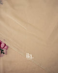 Cream Mirror Embroidered Semi Silk Saree