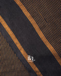 Black Striped Semi Linen Saree