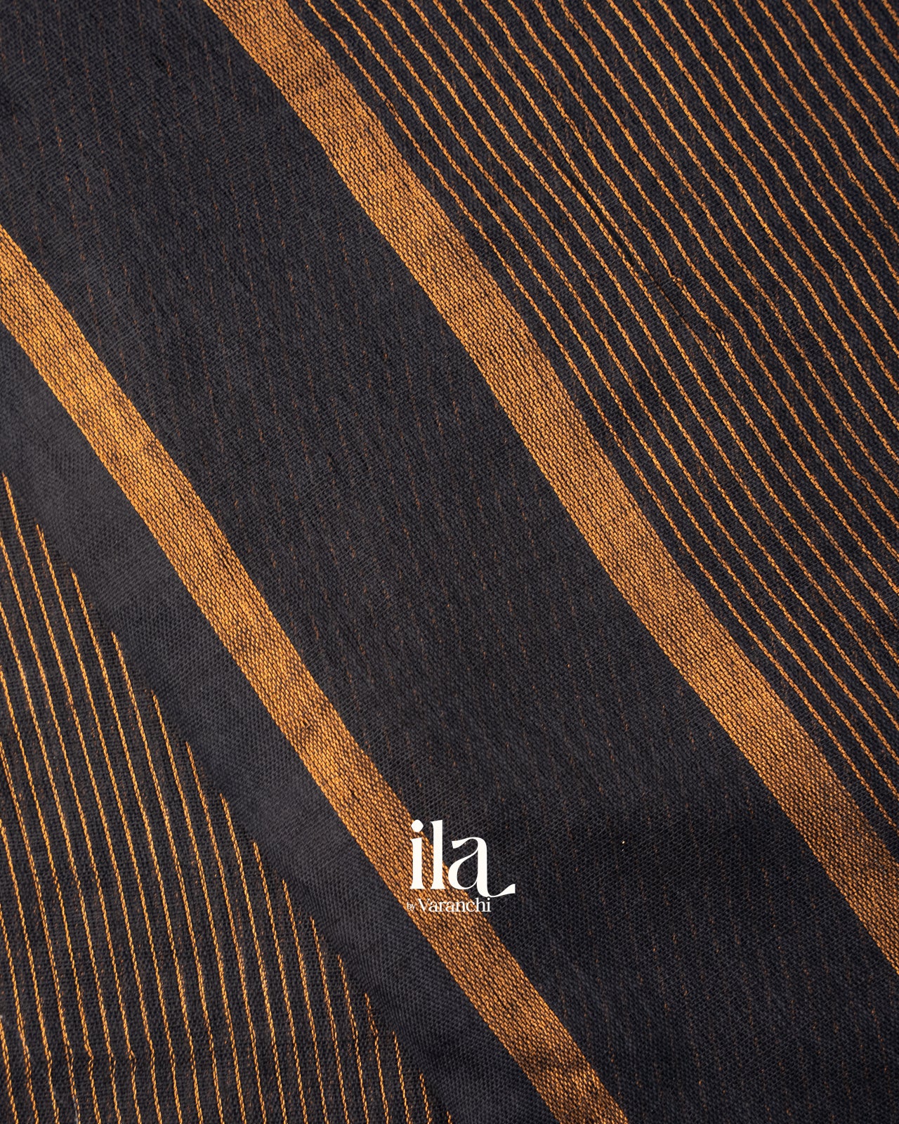 Black Striped Semi Linen Saree