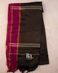 Black Striped Semi Linen Saree