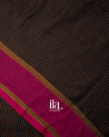 Black Striped Semi Linen Saree
