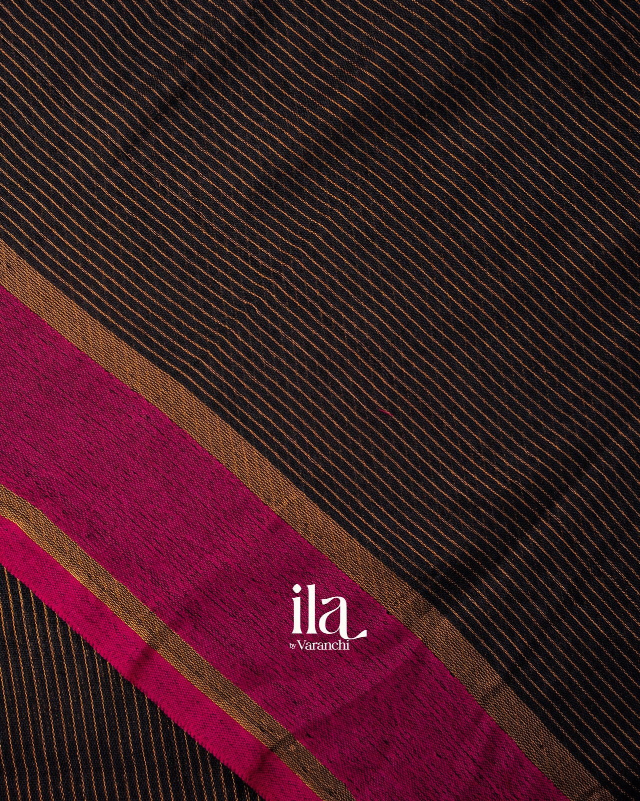 Black Striped Semi Linen Saree