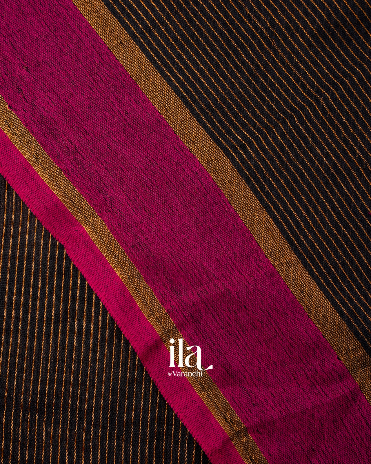 Black Striped Semi Linen Saree