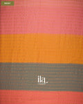 Peach Pink Striped Mul Cotton Saree — Body