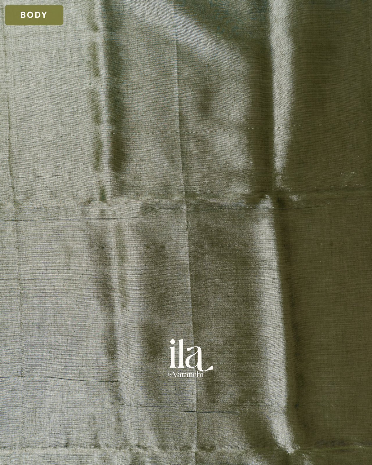 Sage Green Temple Bordered Cotton Tissue Saree — Body