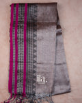 Smoky Grey Pure Cotton Tissue Saree