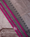 Smoky Grey Pure Cotton Tissue Saree