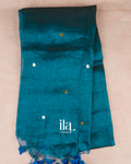 Metalic Blue Cotton Tissue Saree — Full Saree