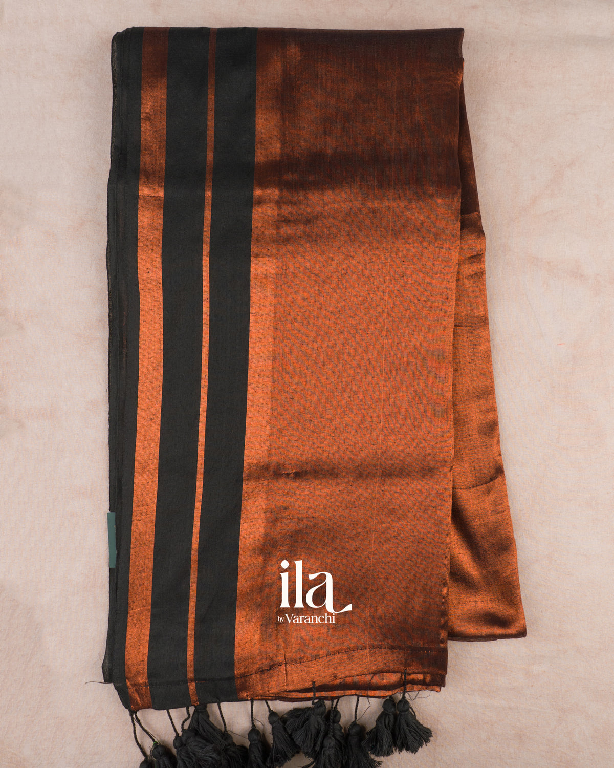 Copper Brown Cotton Tissue Saree — Full Saree