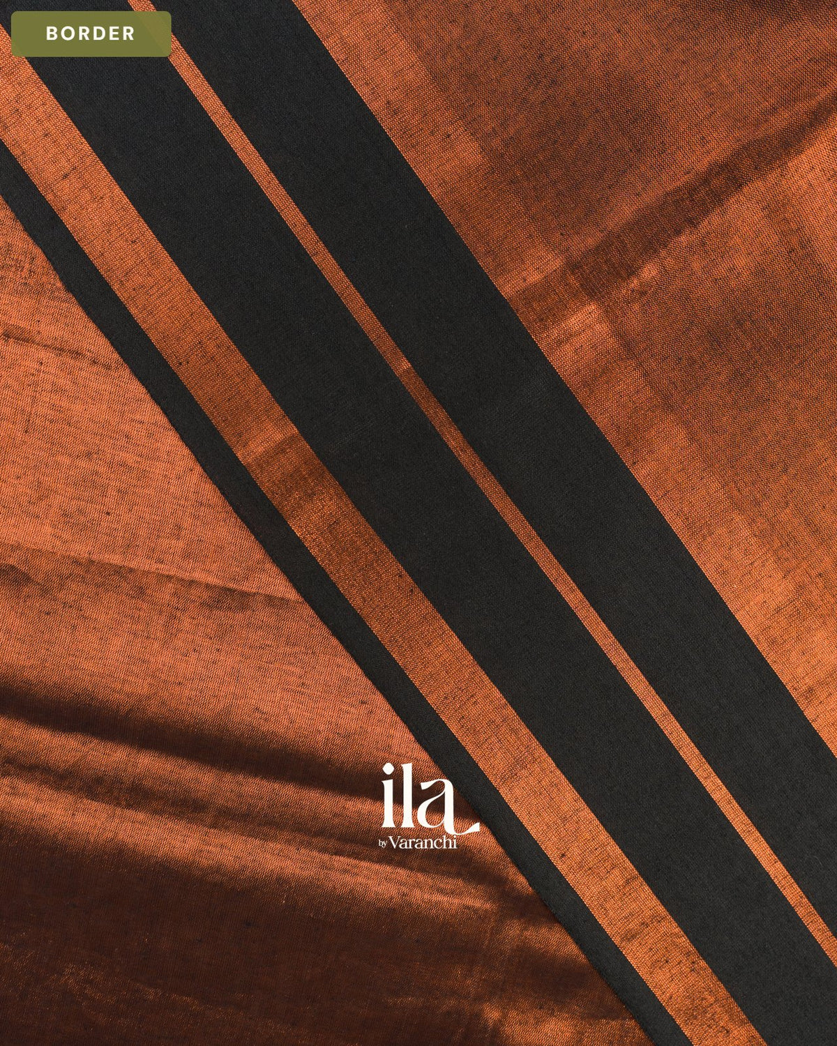 Copper Brown Cotton Tissue Saree — Border