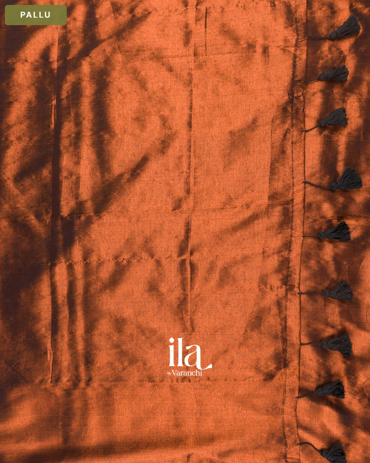 Copper Brown Cotton Tissue Saree — Pallu