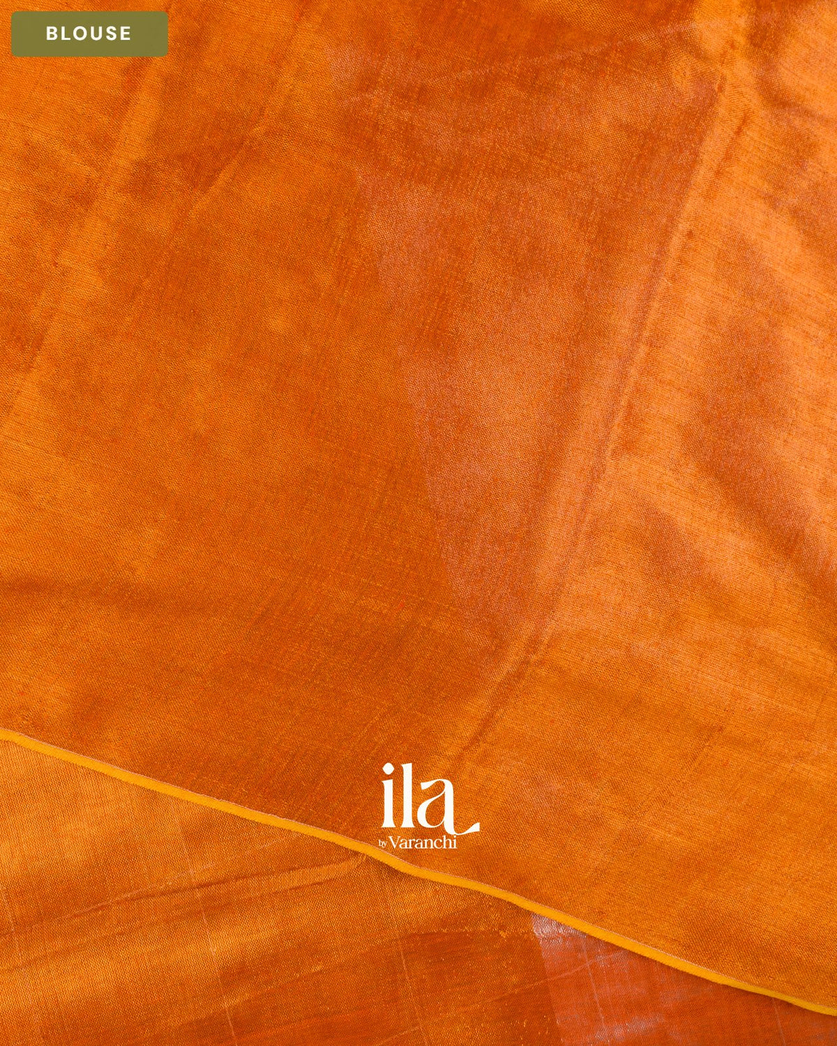 Rust Orange Checkered Cotton Tissue Saree — Blouse