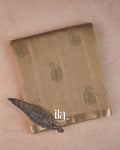 Warm Beige Checkered Pure Chanderi Silk Cotton Saree