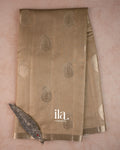 Warm Beige Checkered Pure Chanderi Silk Cotton Saree