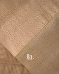 Warm Beige Checkered Pure Chanderi Silk Cotton Saree