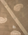 Warm Beige Checkered Pure Chanderi Silk Cotton Saree