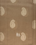Warm Beige Checkered Pure Chanderi Silk Cotton Saree