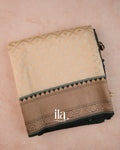 Cream Diamond Jaal Semi Banaras Saree