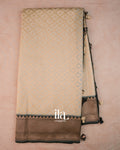 Cream Diamond Jaal Semi Banaras Saree