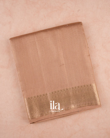 Rose Gold Checks Pure Chanderi Silk Cotton Saree