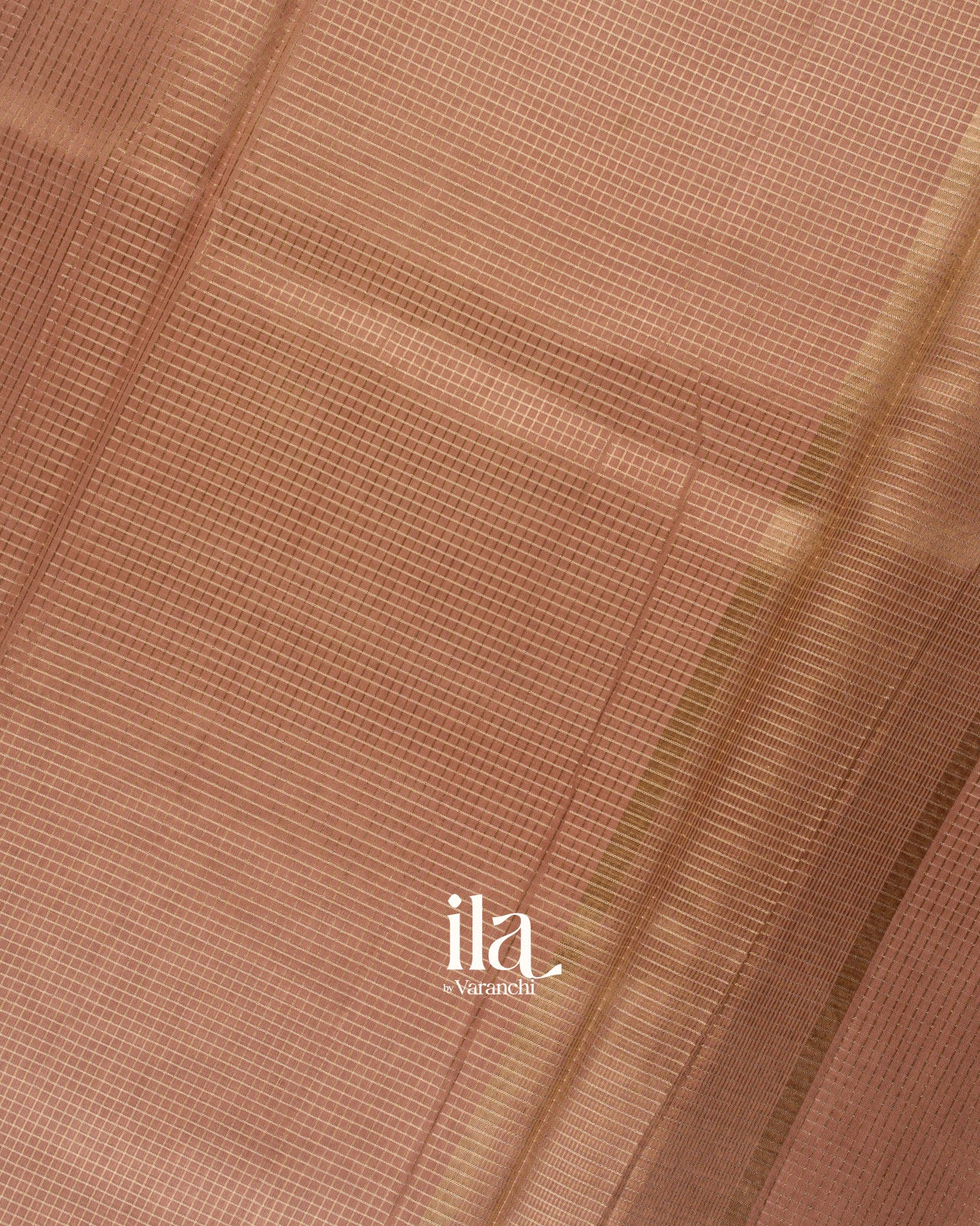 Rose Gold Checks Pure Chanderi Silk Cotton Saree