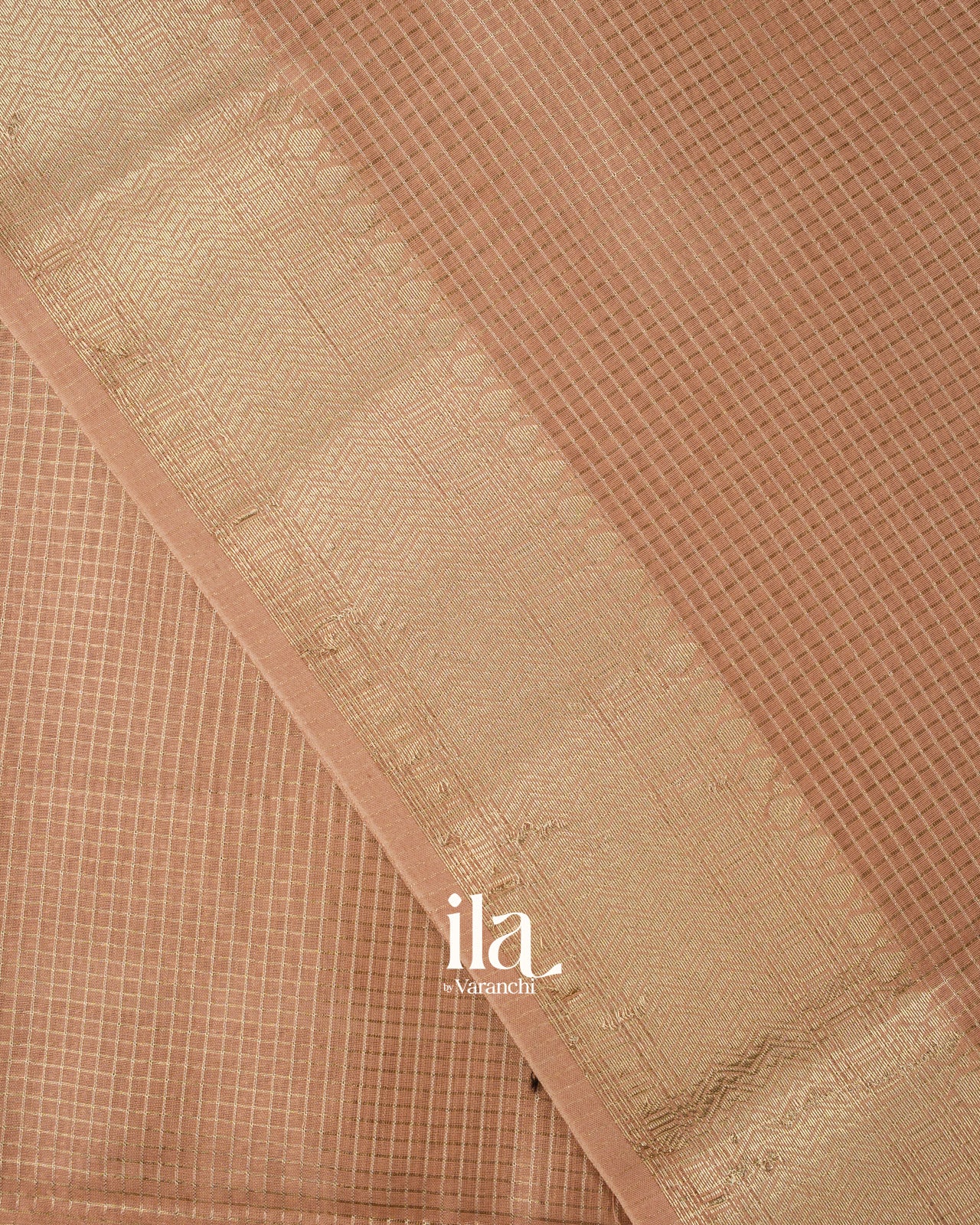 Rose Gold Checks Pure Chanderi Silk Cotton Saree