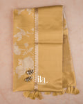 Mustard Yellow Digital Printed Semi Satin Saree — Full Saree