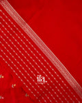 Crimson Red Floral Embroidered Pure Assam Silk Saree