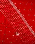 Crimson Red Floral Embroidered Pure Assam Silk Saree