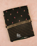 Black Floral Embroidered Assam Silk Saree