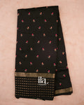Black Floral Embroidered Assam Silk Saree