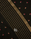 Black Floral Embroidered Assam Silk Saree