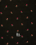 Black Floral Embroidered Assam Silk Saree