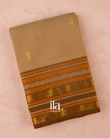 Beige Pure Chettinad Cotton Handloom Saree