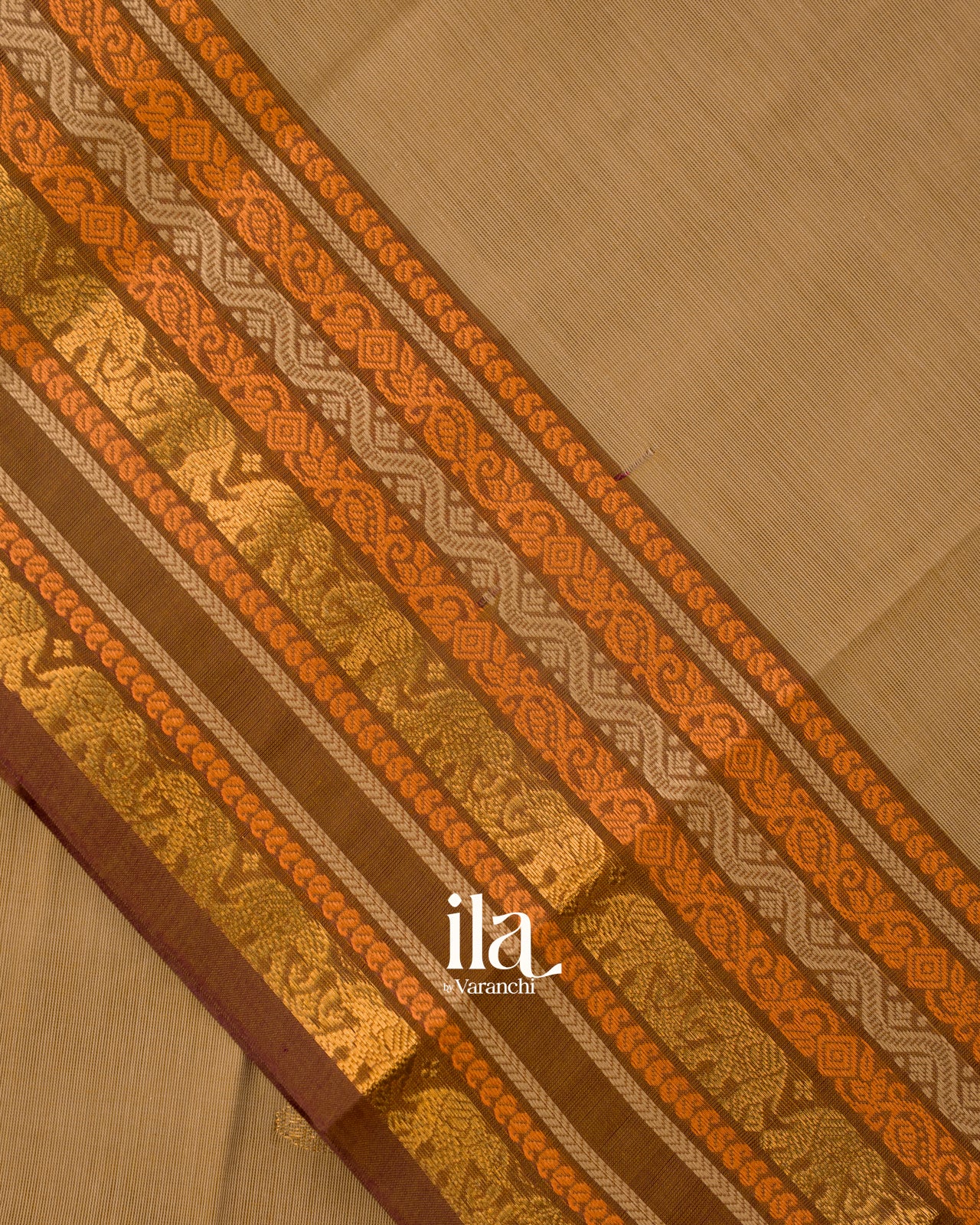 Beige Pure Chettinad Cotton Handloom Saree