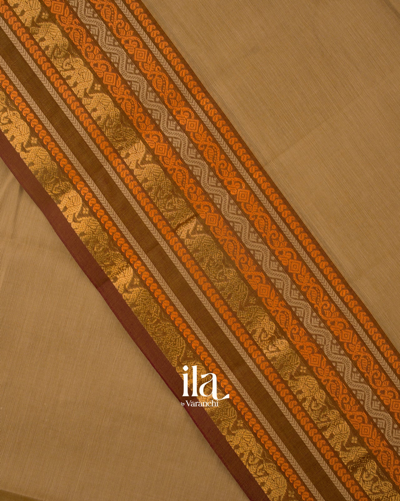 Beige Pure Chettinad Cotton Handloom Saree