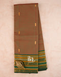 Olive Brown Chettinad Cotton Saree — Full Saree