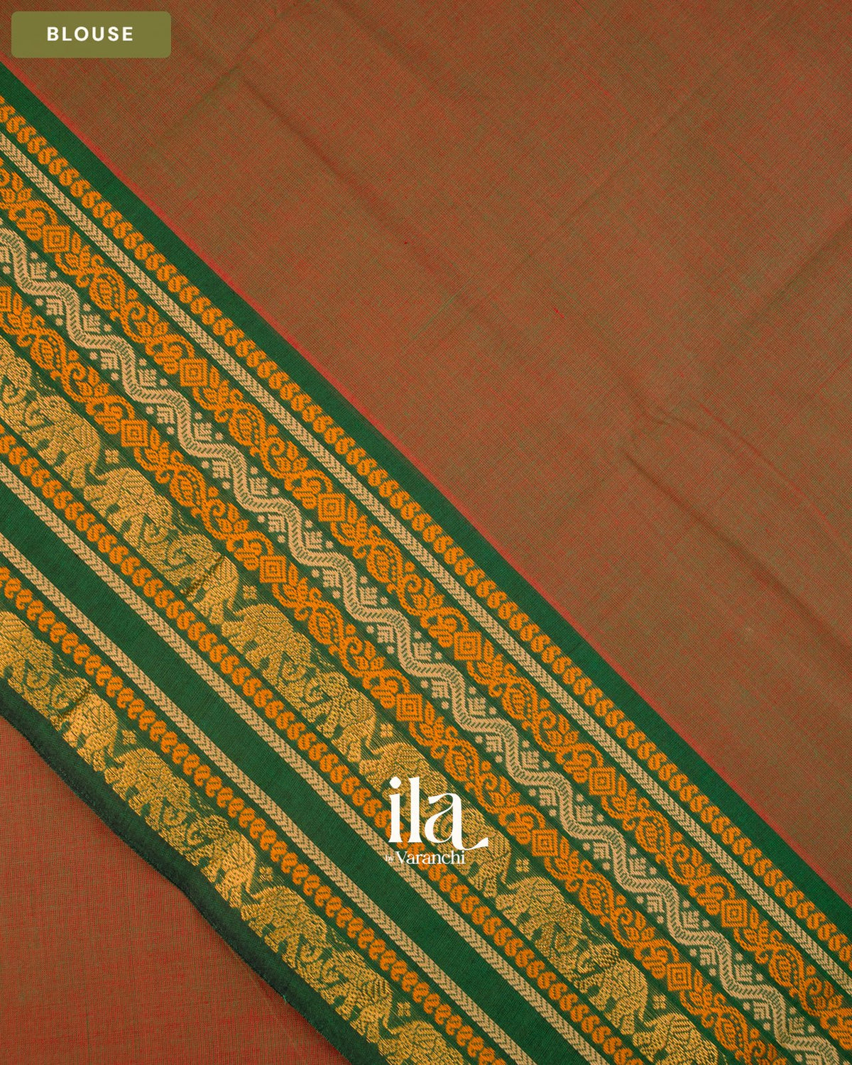 Olive Brown Chettinad Cotton Saree — Blouse