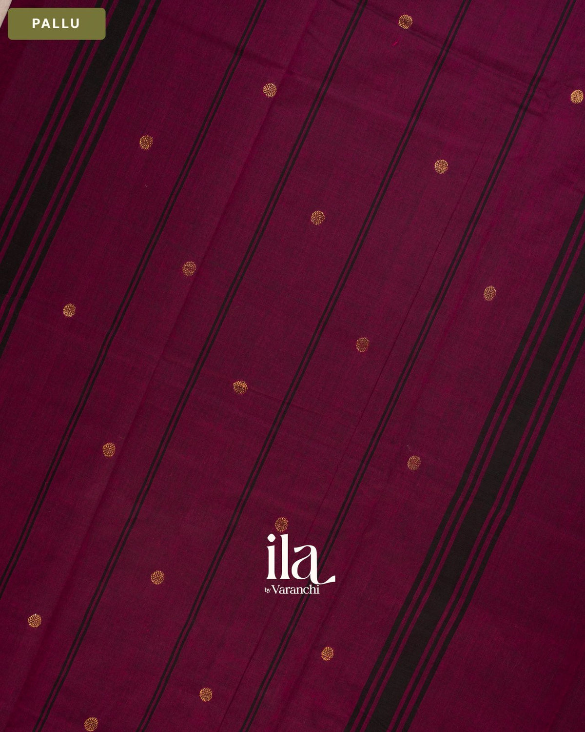 Wine Purple Kanchipuram Cotton Saree — Pallu