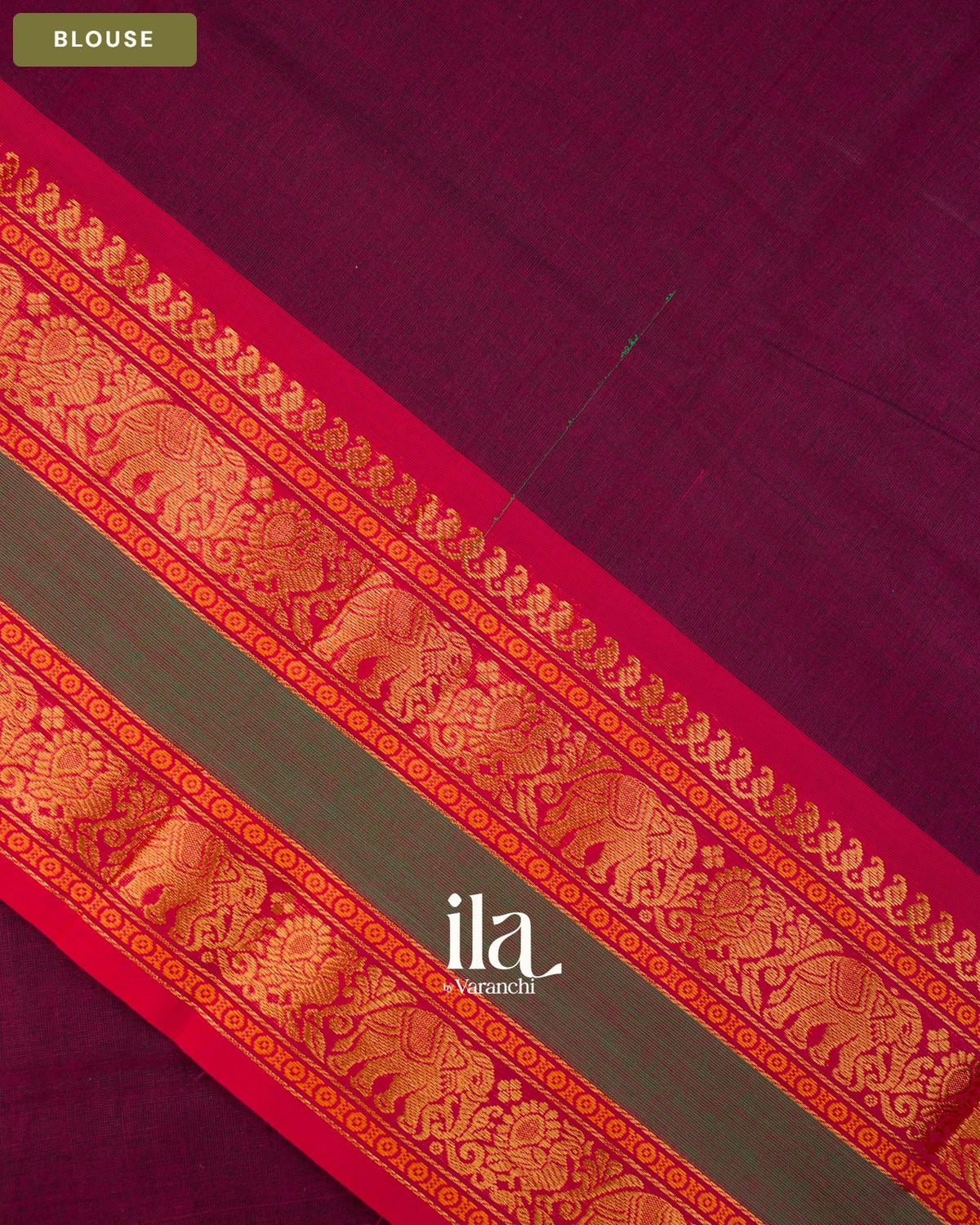 Wine Purple Kanchipuram Cotton Saree — Blouse