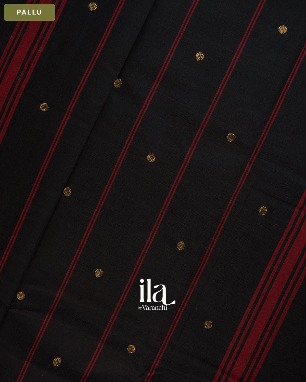 Charcoal Black Chettinad Cotton Saree — Pallu
