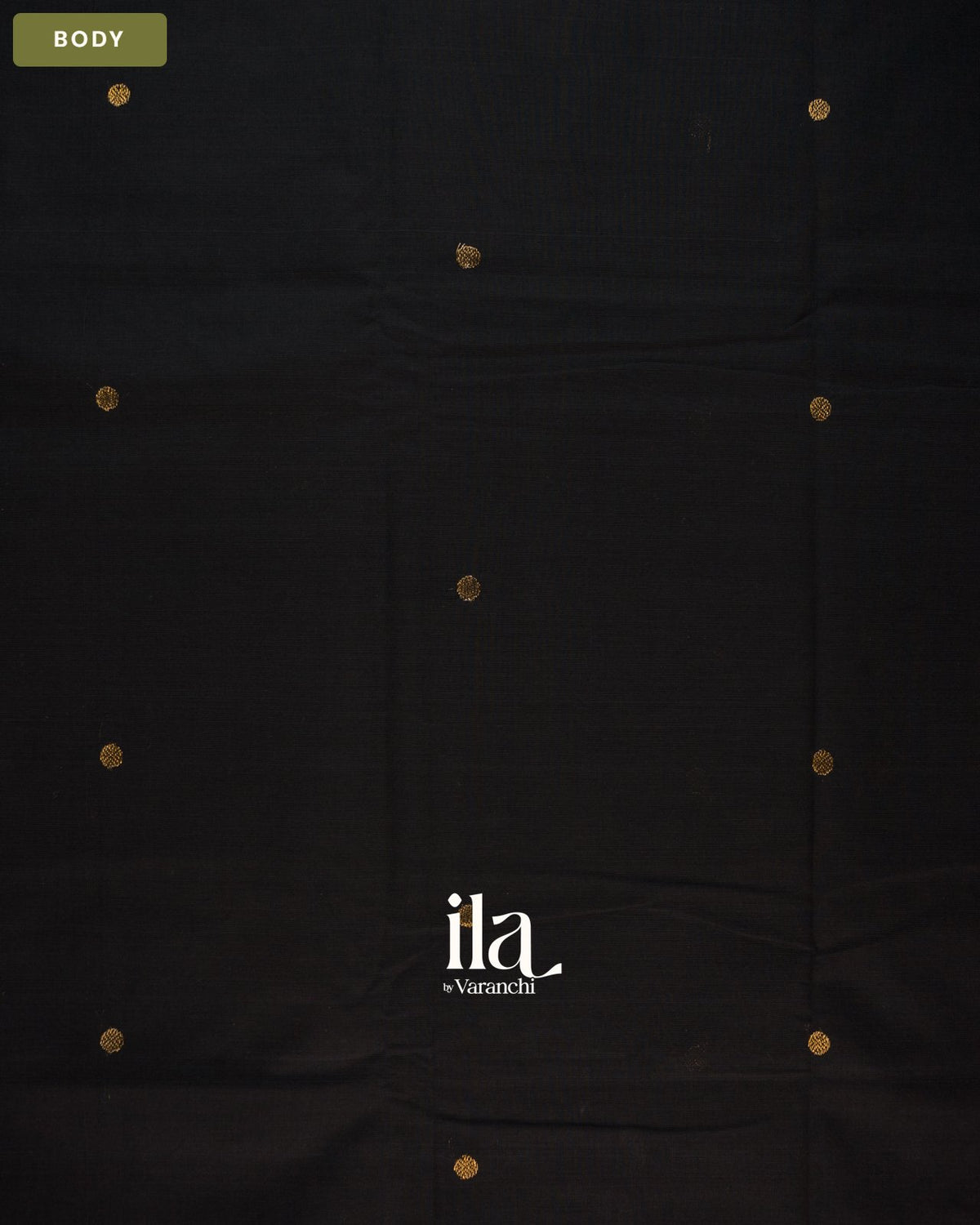Charcoal Black Chettinad Cotton Saree — Body