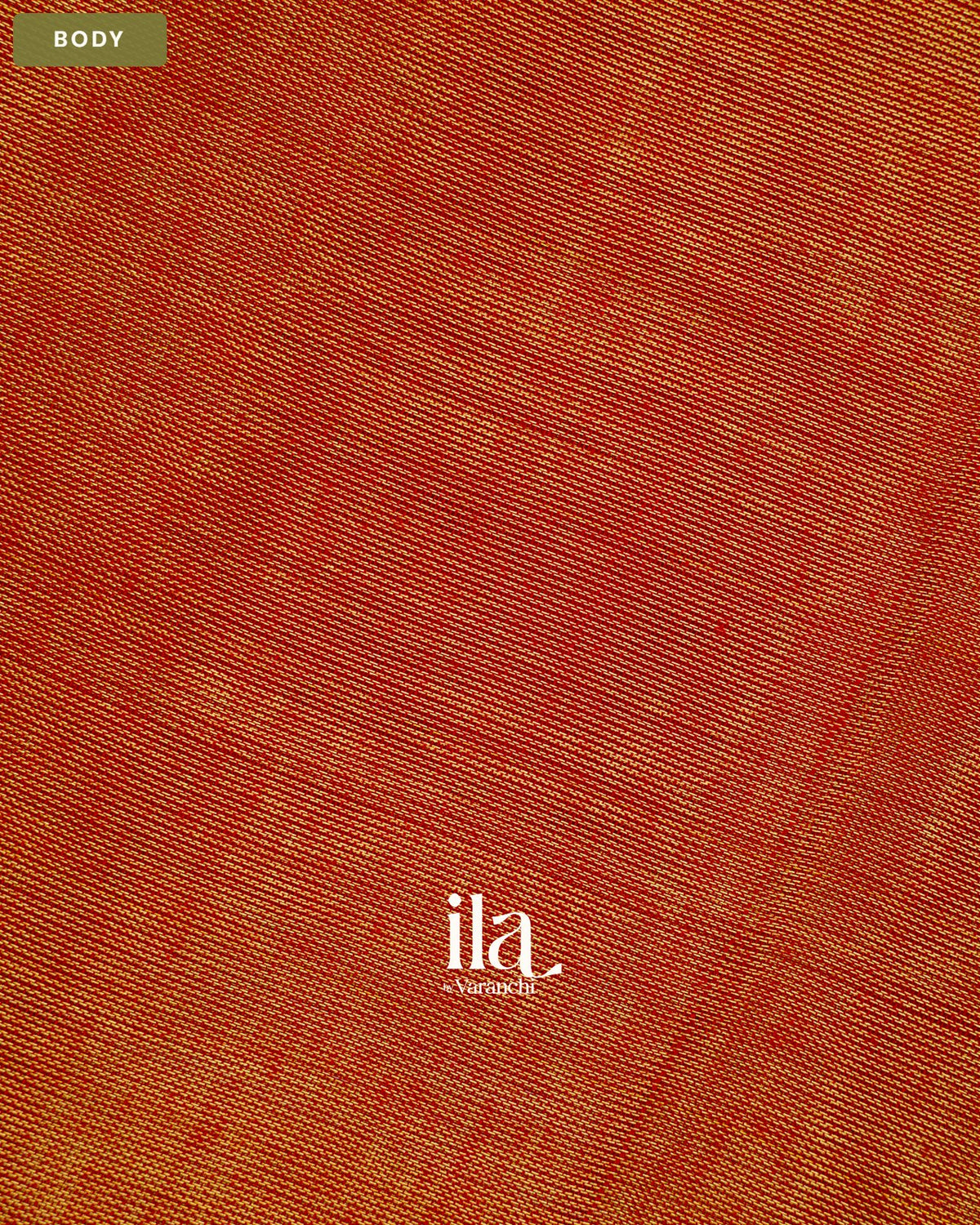Fire Orange Cotton Tissue Saree — Body