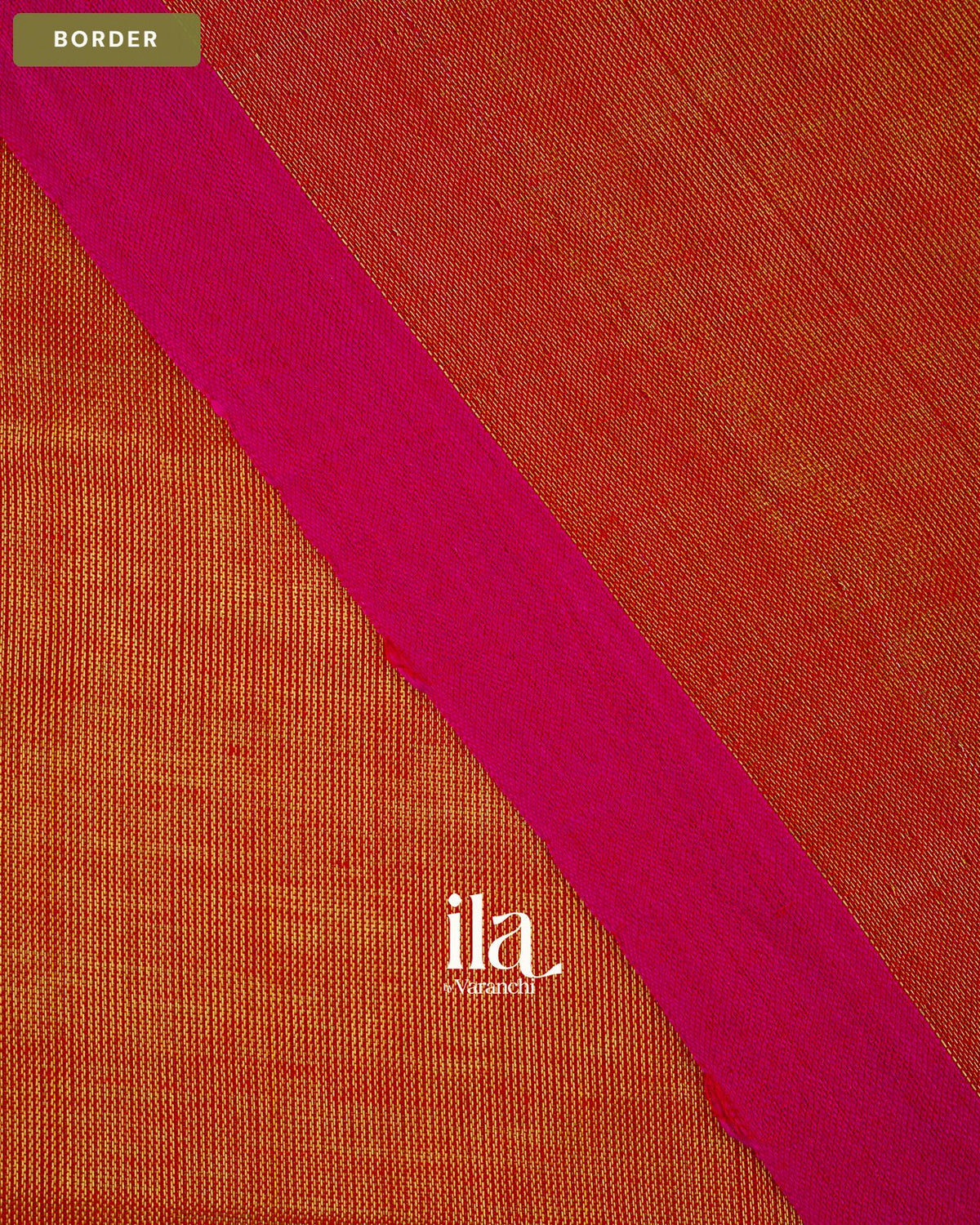 Fire Orange Cotton Tissue Saree — Border