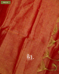 Fire Orange Cotton Tissue Saree — Pallu