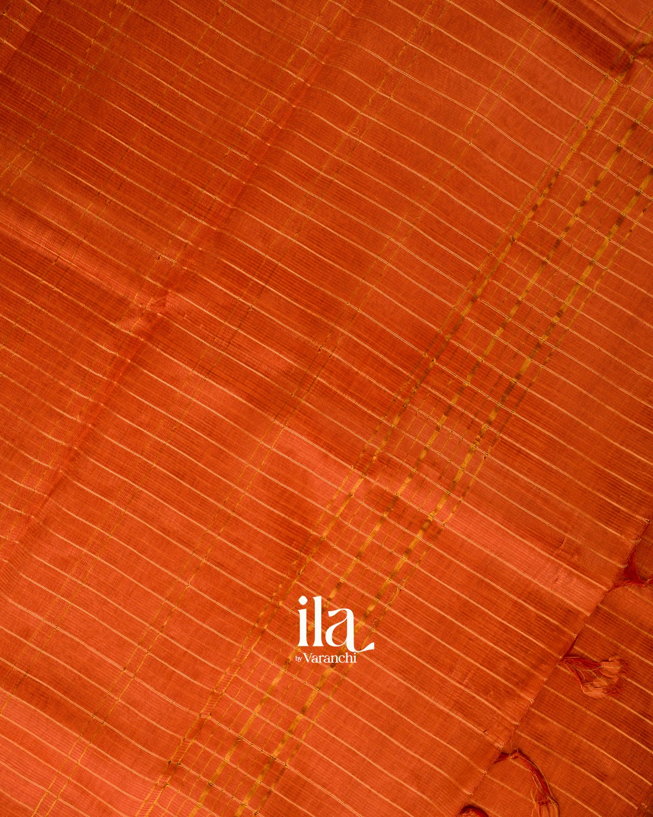 Rust Orange Checks Semi Mangalgiri Saree