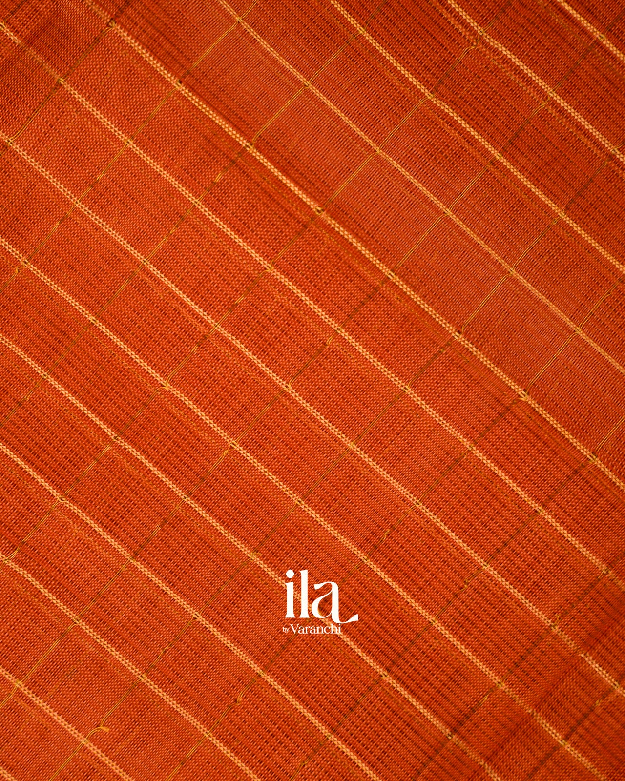 Rust Orange Checks Semi Mangalgiri Saree