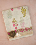 Ivory Floral Printed Maheshwari Silk Cotton Saree