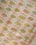Ivory Floral Printed Maheshwari Silk Cotton Saree